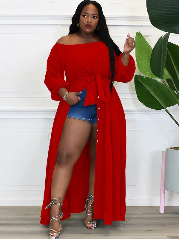 Long Sleeve Off Shoulder Button Maxi Dresses Elegant Floral Maxi Dress