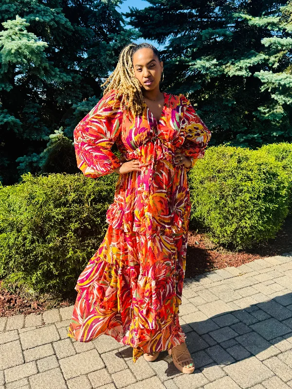 Nicolette Tiered Maxi Dress (CURVY) Stylish Boho Chic Maxi Dress
