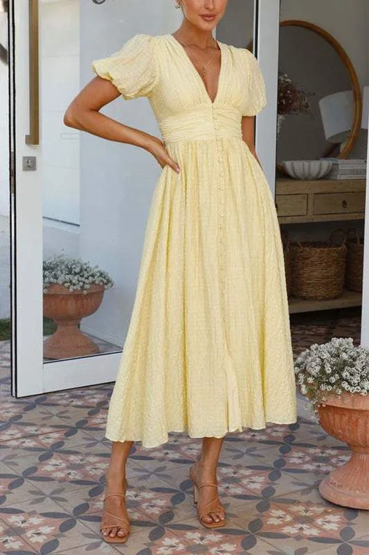 PLUNGING NECK MAXI DRESS Fashionable Faux Wrap Maxi Dress