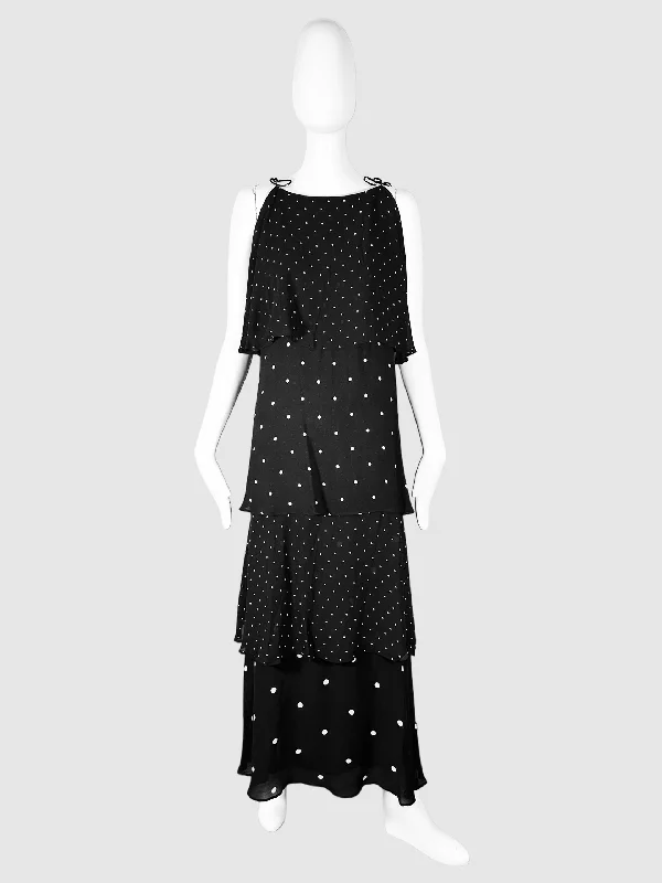 Polka Dot Tiered Maxi Dress - Size L Classic Solid Maxi Dress