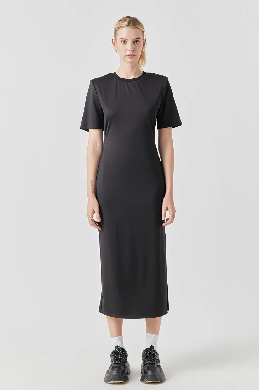 Power Shoulder Maxi Dress Elegant Boho Maxi Dress