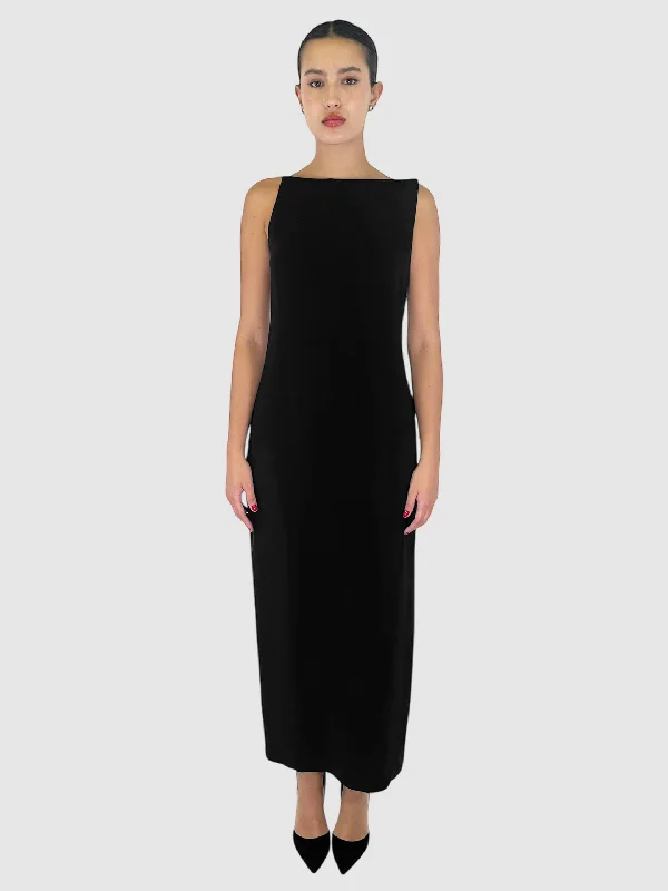 Rhinestone Strap Low Back Maxi Dress - Size 10 Chic Button-Up Maxi Dress