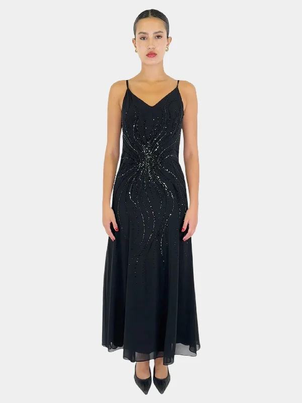 Sequin Embellished Maxi Dress - Size 10 Stylish A-Line Maxi Dress