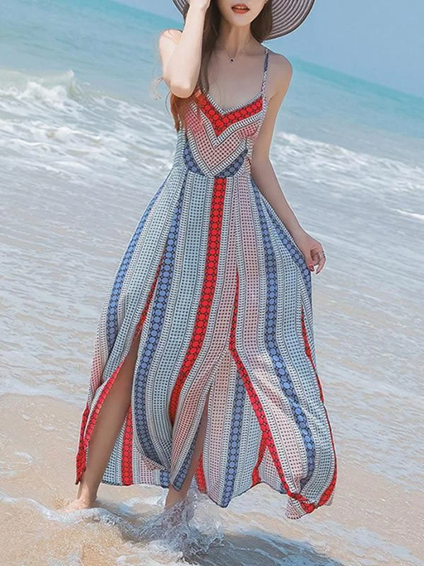 Sexy Bohemia Spaghetti Straps Deep V Neck Backless Beach Maxi Dress Elegant Boho Maxi Dress Sexy Bohemia Spaghetti Straps Deep V Neck Backless Beach Maxi Dress Elegant Boho Maxi Dress