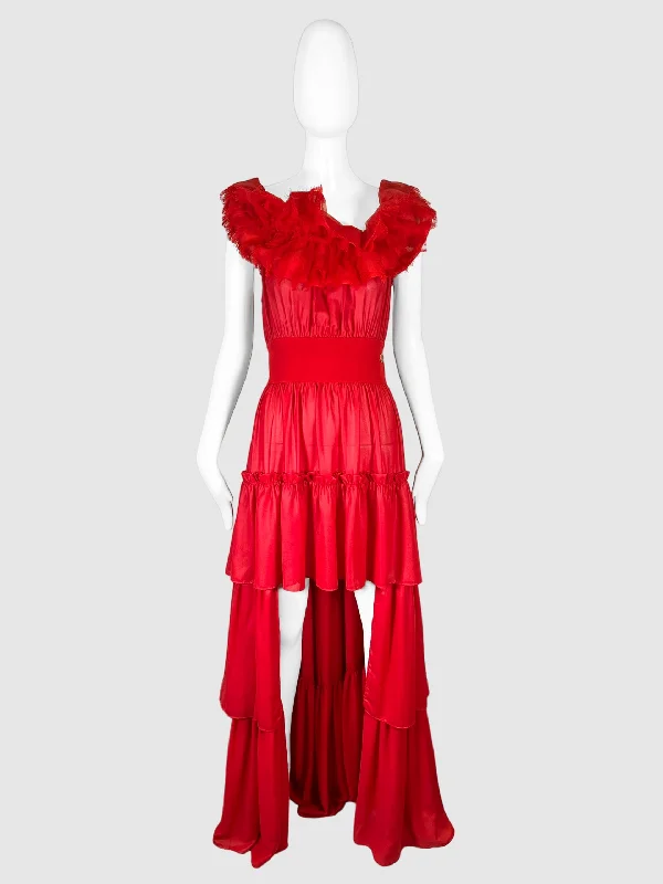 Sheer Ruffled Maxi Dress - Size M Chic Summer Maxi Dress