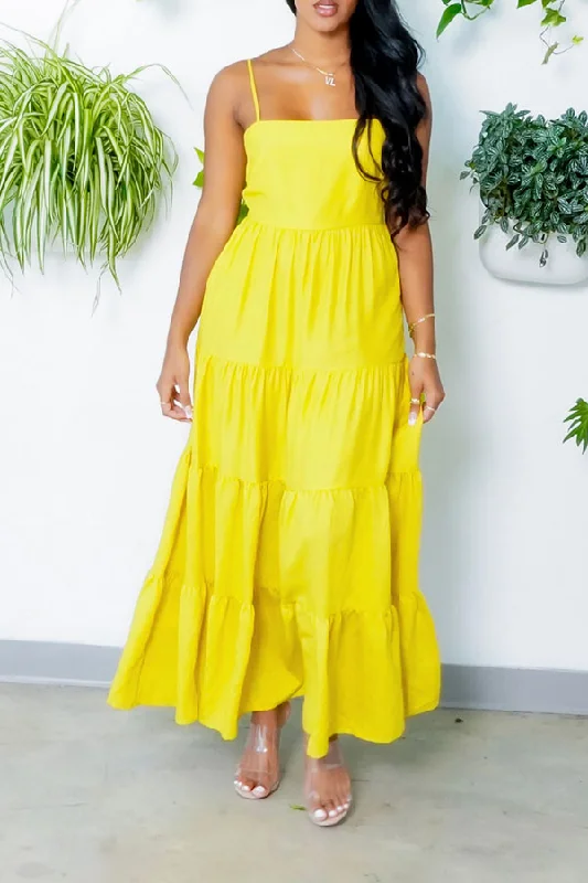 storexq Solid Color Romantic Backless Maxi Dress Elegant Maxi Dress with Lace