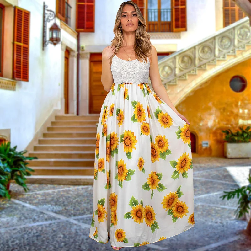 Summer Lace Spaghetti Strap Bohemia Dress for Women Floral Print Hollow Beach Dresses High Waist Slim Sexy Backless Maxi Dress Comfortable Ruffle Hem Maxi Dress Summer Lace Spaghetti Strap Bohemia Dress for Women Floral Print Hollow Beach Dresses High Waist Slim Sexy Backless Maxi Dress Comfortable Ruffle Hem Maxi Dress