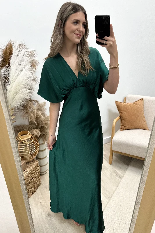 "Take Me Home" Maxi Dress (Dark Emerald) Comfortable Bohemian Maxi Dress
