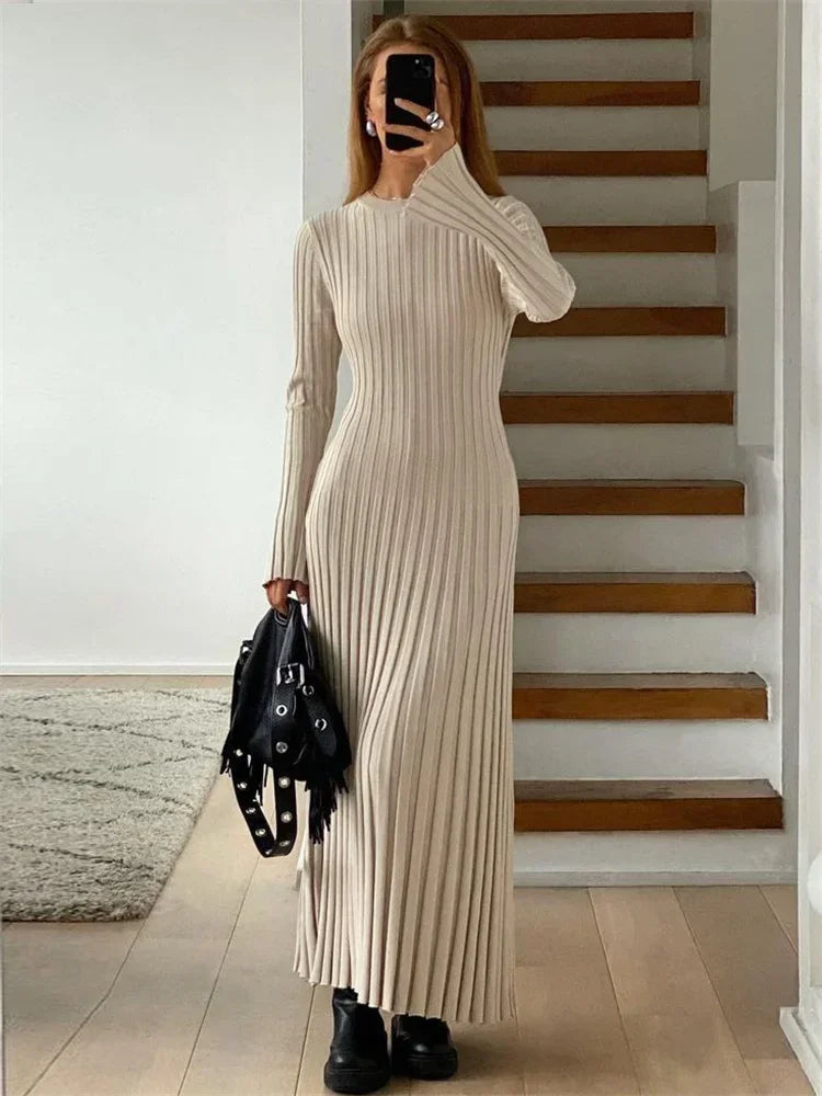 Lace-Up Female Knit Maxi Dress Autumn High Waist Fashion Patchwork Long Sleeve Loose Solid Dress Bandage Knitwear Dress Stylish Longline Maxi Dress Lace-Up Female Knit Maxi Dress Autumn High Waist Fashion Patchwork Long Sleeve Loose Solid Dress Bandage Knitwear Dress Stylish Longline Maxi Dress