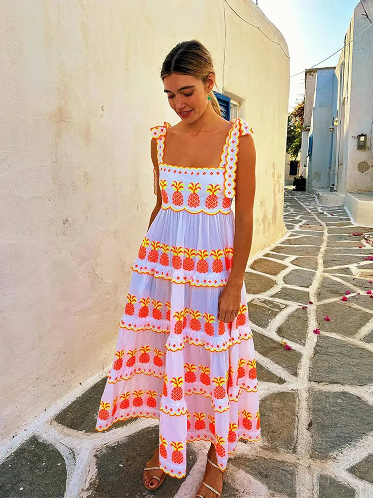 Women Contrasting Printed Sling Lace Up Maxi Dress Fashion Sleeveless Off Shoulder Loose Dresses Vintage Lady Street Vestidos Elegant Boho Maxi Dress Women Contrasting Printed Sling Lace Up Maxi Dress Fashion Sleeveless Off Shoulder Loose Dresses Vintage Lady Street Vestidos Elegant Boho Maxi Dress