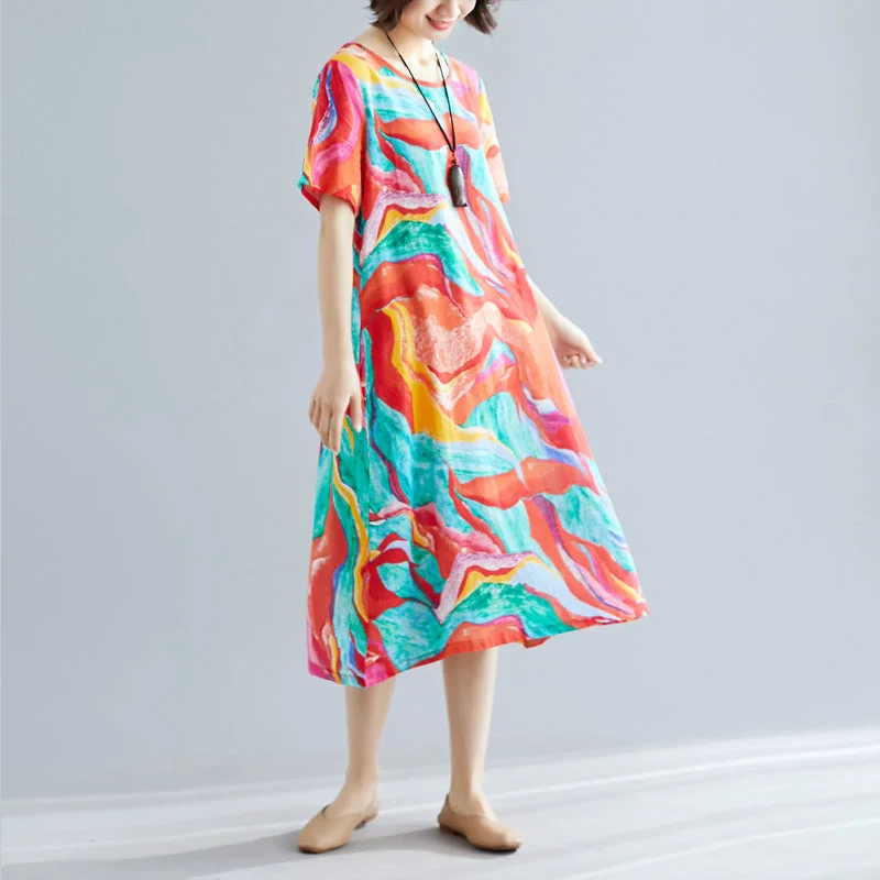 Women Spring Floral Printed Loose Maxi Dress Oversize Elegant short Sleeve Beach Dresses Summer V-neck Long Split Dresses Mujer Comfortable Maxi Dress with Slits Women Spring Floral Printed Loose Maxi Dress Oversize Elegant short Sleeve Beach Dresses Summer V-neck Long Split Dresses Mujer Comfortable Maxi Dress with Slits