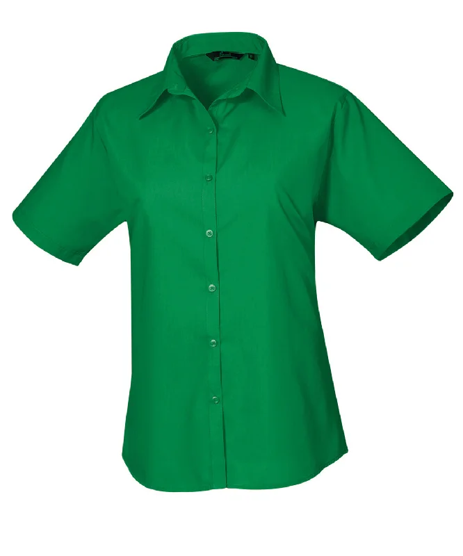 Emerald - Women's short sleeve poplin blouse Peter Pan Collar Blouse
