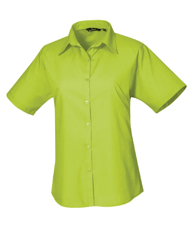 Lime* - Women's short sleeve poplin blouse Double-Layered Blouse