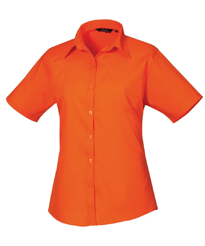Orange - Women's short sleeve poplin blouse Chic Off-Shoulder Blouse