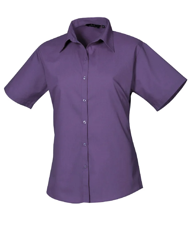 Purple* - Women's short sleeve poplin blouse Short Sleeve Blouse
