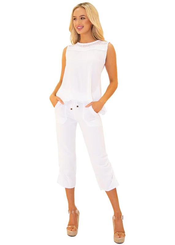 'Alba' Sleeveless Blouse Elegant Embroidery Blouse