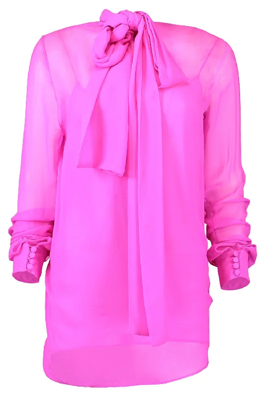 Tie Neck Button Down Blouse Polished Work Blouse