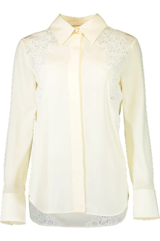 Long Sleeve Button Down Blouse - Coconut Feminine Puff Blouse