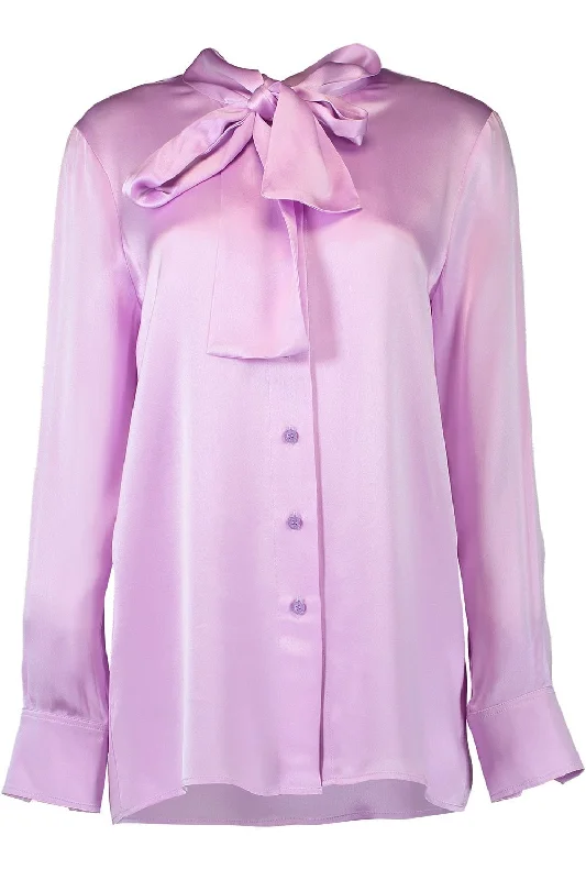 Long Sleeve Tie Neck Blouse Backless Summer Blouse