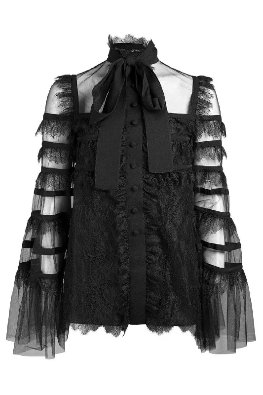 Tulle And Lace Blouse Peter Pan Blouse