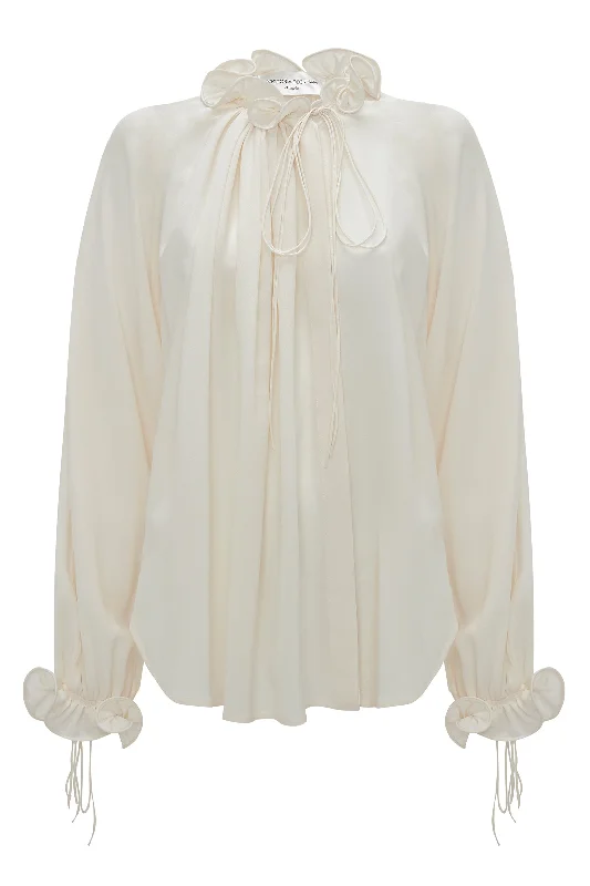 Ruched Detail Blouse Peter Pan Collar Blouse
