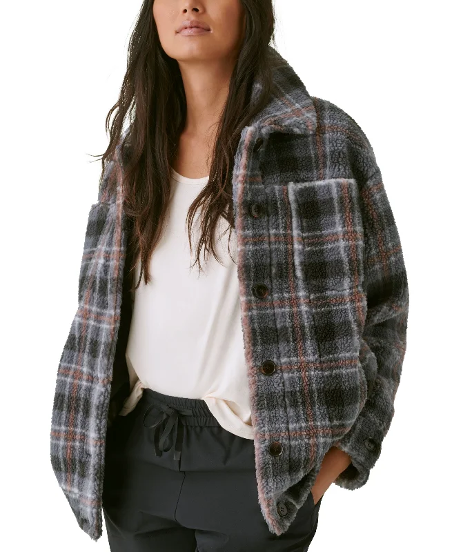Bass Outdoor Womens Plaid Button Up Boyfriend Shacket Office Formal Blouse