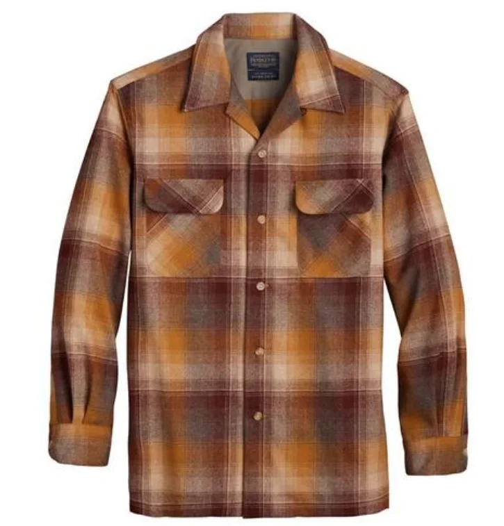 Pendleton Men's Board Shirt-Rust Block Plaid Chic Ruffle Blouse