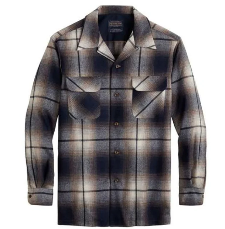 Pendleton Men's Grey/Brown Mix Ombre Board Shirt Cotton Casual Blouse