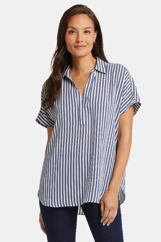 Becky Short Sleeved Blouse - Skylight Airy Cotton Blouse