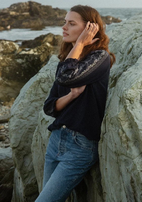 Finding The Horizon Blouse Elegant Silk Blouse