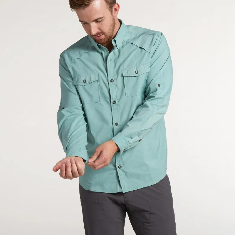 Firstlight Tech Shirt Ledger Guide Green Micro Check Semi-Sheer Blouse