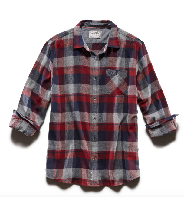 Flag and Anthem Cornwall Long Sleeve Single Pocket Flannel Shirt Soft Pastel Blouse