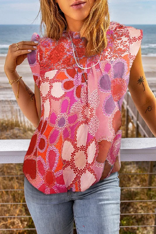 Floral Gathered Detail Blouse Boho Chic Blouse
