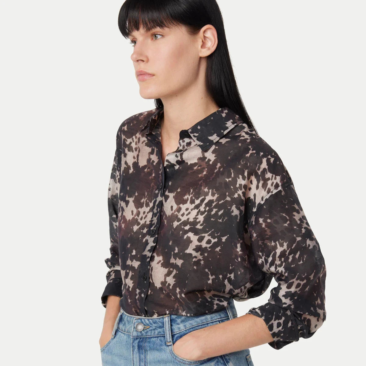 Frank And Oak - The Printed Sheer Blouse Everyday Stylish Blouse