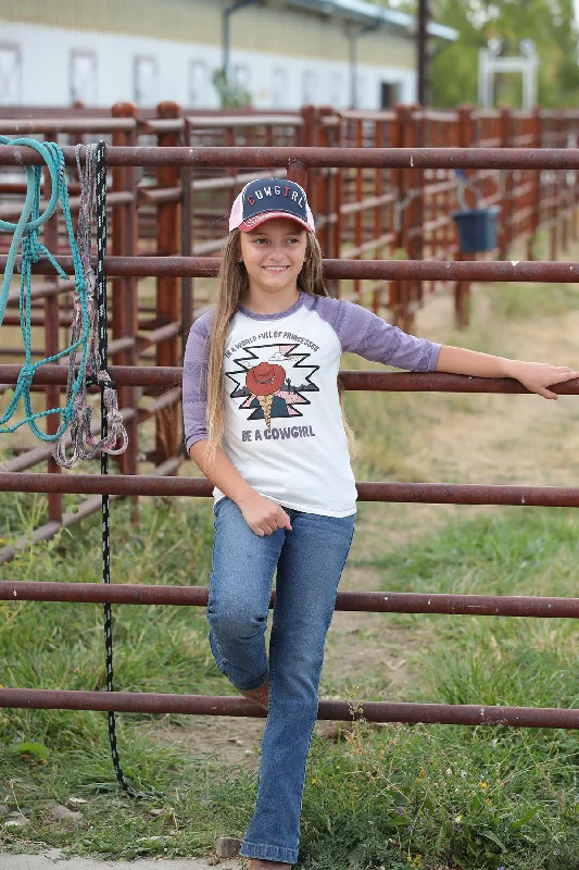 Girls Cowgirl Raglan Tee Shirt Sleeveless Chiffon Blouse