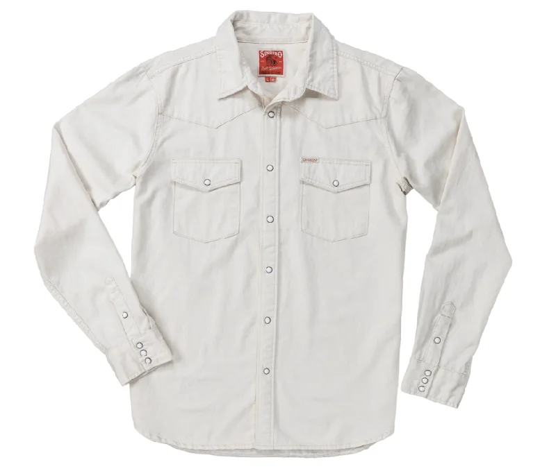 Men's Wyatt Ecru Snap Denim Shirt Smart Business Blouse