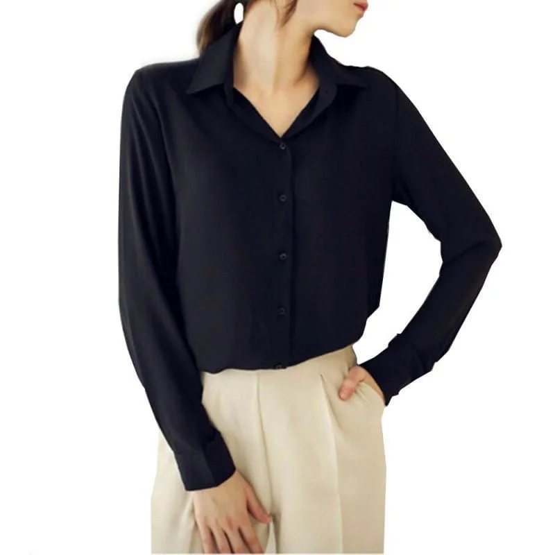New Trendy Women's Long Sleeve Loose Chiffon Shirt Casual Blouse Tee Shirt Tops Smart Casual Blouse New Trendy Women's Long Sleeve Loose Chiffon Shirt Casual Blouse Tee Shirt Tops Smart Casual Blouse