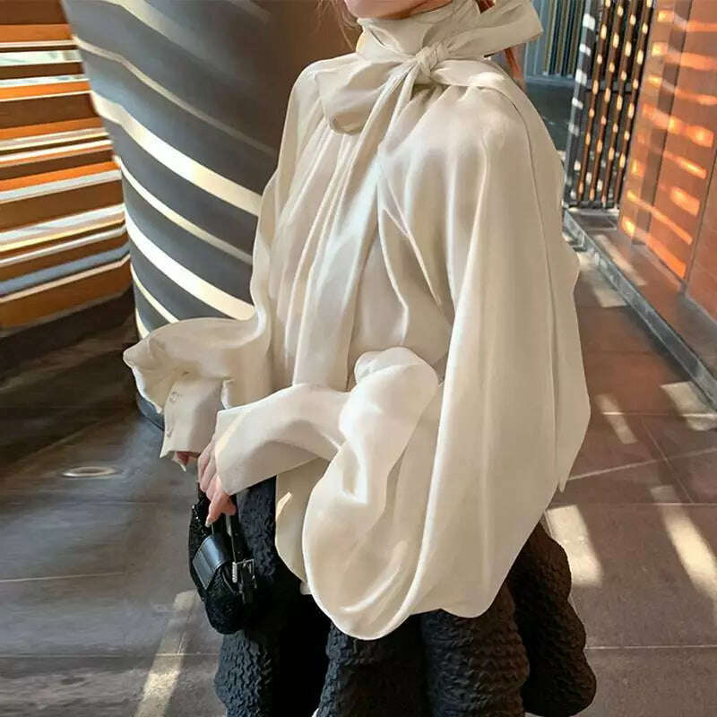 Oversized Women's Satin Blouses Stylish Big Bow Shirts ZANZEA 2023 Casual Puff Sleeve Blusas Female Solid Baggy Tunic Chemise Soft Pastel Blouse Oversized Women's Satin Blouses Stylish Big Bow Shirts ZANZEA 2023 Casual Puff Sleeve Blusas Female Solid Baggy Tunic Chemise Soft Pastel Blouse