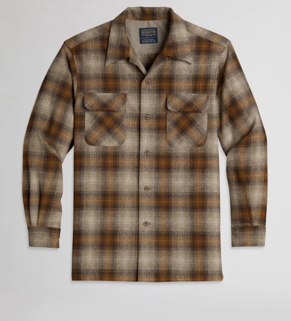 Pendleton Men's BrownTan Ombre Original Board Shirt Double-Layered Blouse