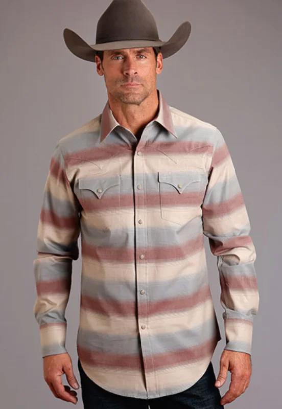 Stetson Men's Long Sleeve Serape Ombre Snap Shirt Sleeveless Summer Blouse