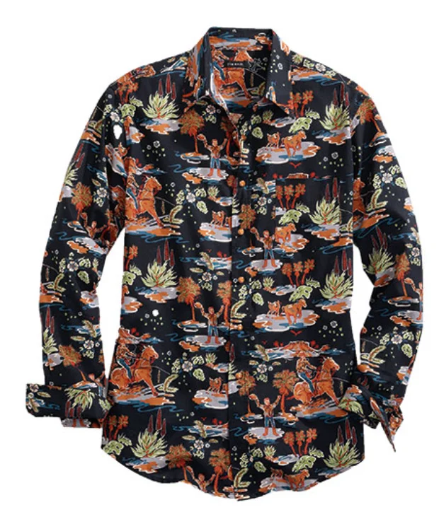 Stetson Men's Long Sleeve Western Print Shirt Floral Print Blouse