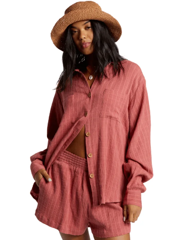 Swell Blouse - Red Clay Oversized Silk Blouse