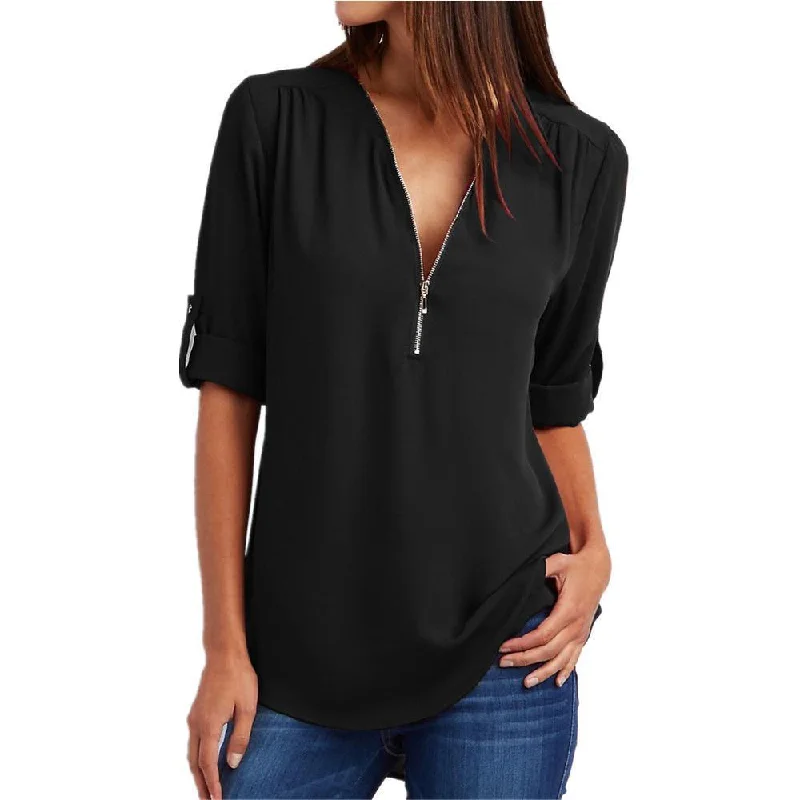 Women Plus Big Size 4XL 5XL Loose Casual Chiffon Blouse Female 2018 Summer Black Solid Half Sleeve Elegant Tops Shirts Blusas Silky Draped Blouse Women Plus Big Size 4XL 5XL Loose Casual Chiffon Blouse Female 2018 Summer Black Solid Half Sleeve Elegant Tops Shirts Blusas Silky Draped Blouse