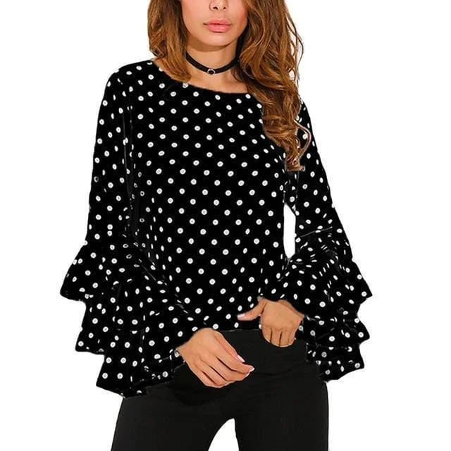 Women Polka Dot Ruffle Blouses Plus Size 3XL 4XL 5XL Tops Long Sleeves O-Neck Elegant Ladies Casual Office Shirt female Tunics Chic Square Blouse Women Polka Dot Ruffle Blouses Plus Size 3XL 4XL 5XL Tops Long Sleeves O-Neck Elegant Ladies Casual Office Shirt female Tunics Chic Square Blouse