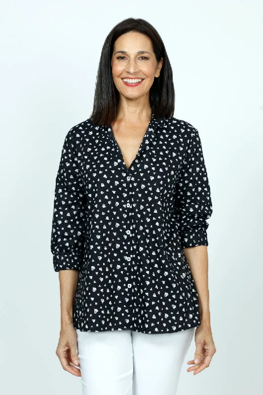 Beau Chemise Bobbi Hearts Blouse Drape Neck Blouse