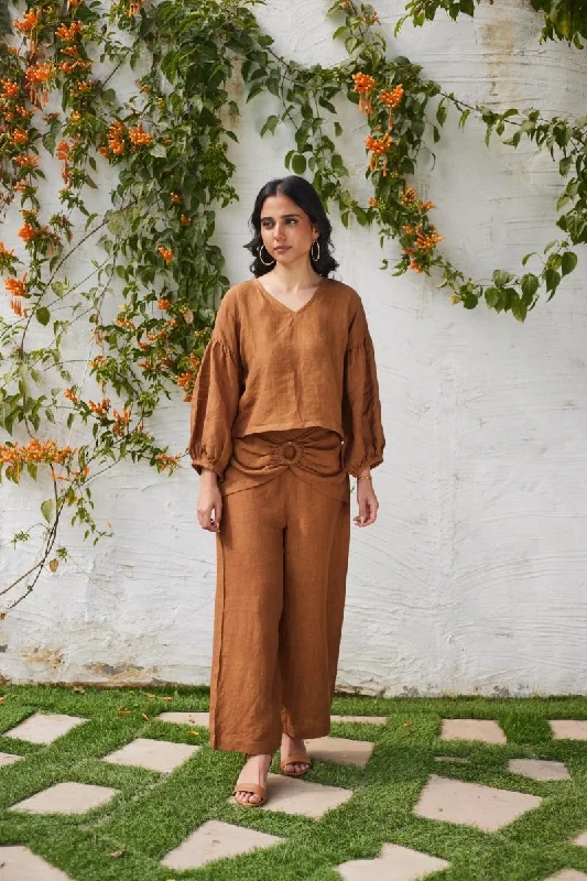 Linen Brick Lane Blouse- Brown Soft Modal Blouse