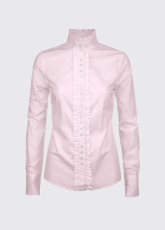 Chamomile ruche blouse - Pale Pink Cotton Casual Blouse