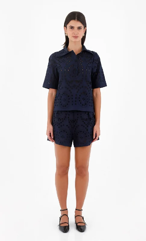 Glisten Blouse Top Embroidered Floral Blouse