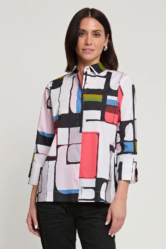 Hinson Wu Xena Cubist Zip Back Blouse Delicate Bow Blouse