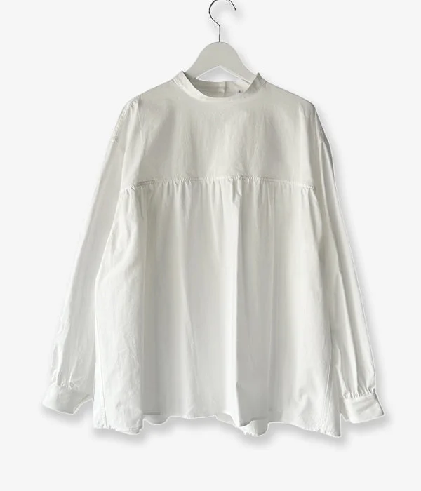 holk/BACK BUTTON BLOUSE (WHITE) Chic Square Blouse